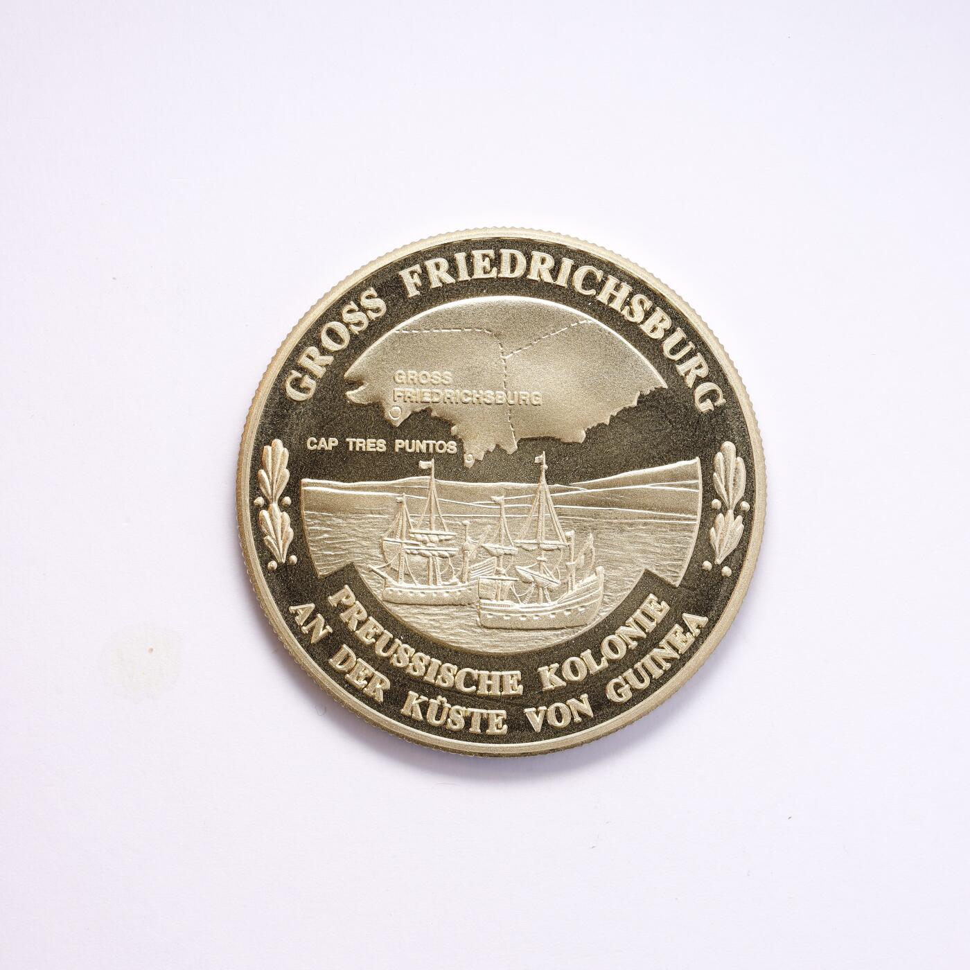 观钱 近现代机制币拍卖No.008（全场顺丰包邮，不区分偏远地区）  1991 年 普鲁士（Preussen）大腓特烈斯堡（几内亚殖民地）镀金纪念章 磨砂工艺