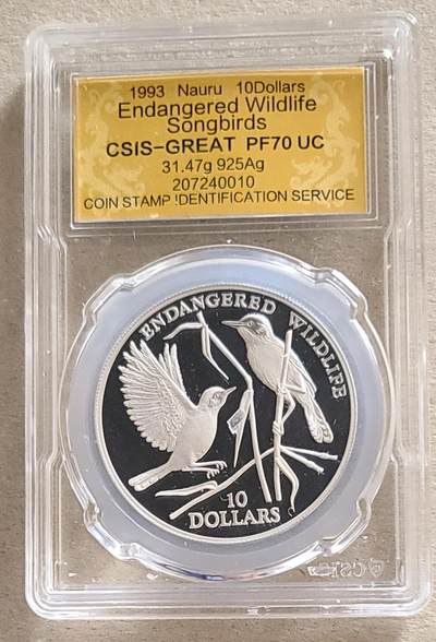 【币将精彩】世界钱币拍卖拍卖（2026-4-28） 瑙鲁1993年鸟类银币信泰评级