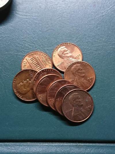 松南世界钱币——260414 美国六七十年代1分铜币10枚好品相