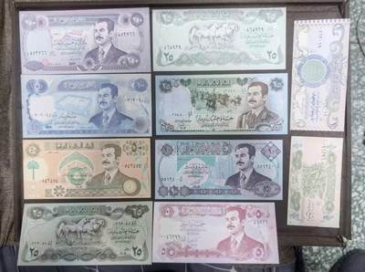 北京马甸外国币专卖第150期，外国纸币专场，陆续上拍，欢迎关注 - 伊拉克纸币10张，其中一张25弟纳尔背面有黄色如图