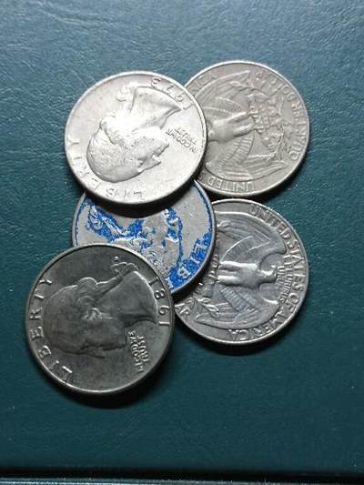 松南世界钱币——260414 美国25美分5枚2