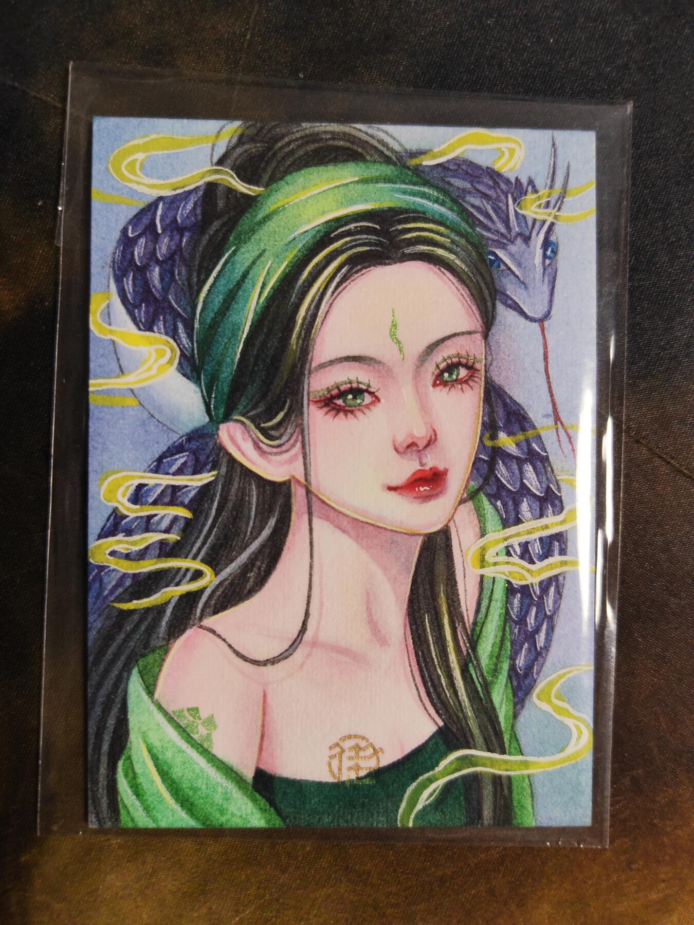 第112期阳大大卡牌拍卖第112期（持续收拍品，周六晚上九点截拍，进群福利早知道） 【手绘卡】青蛇缘起  600元每盒手绘盒里拆出 绝色手绘卡1/1