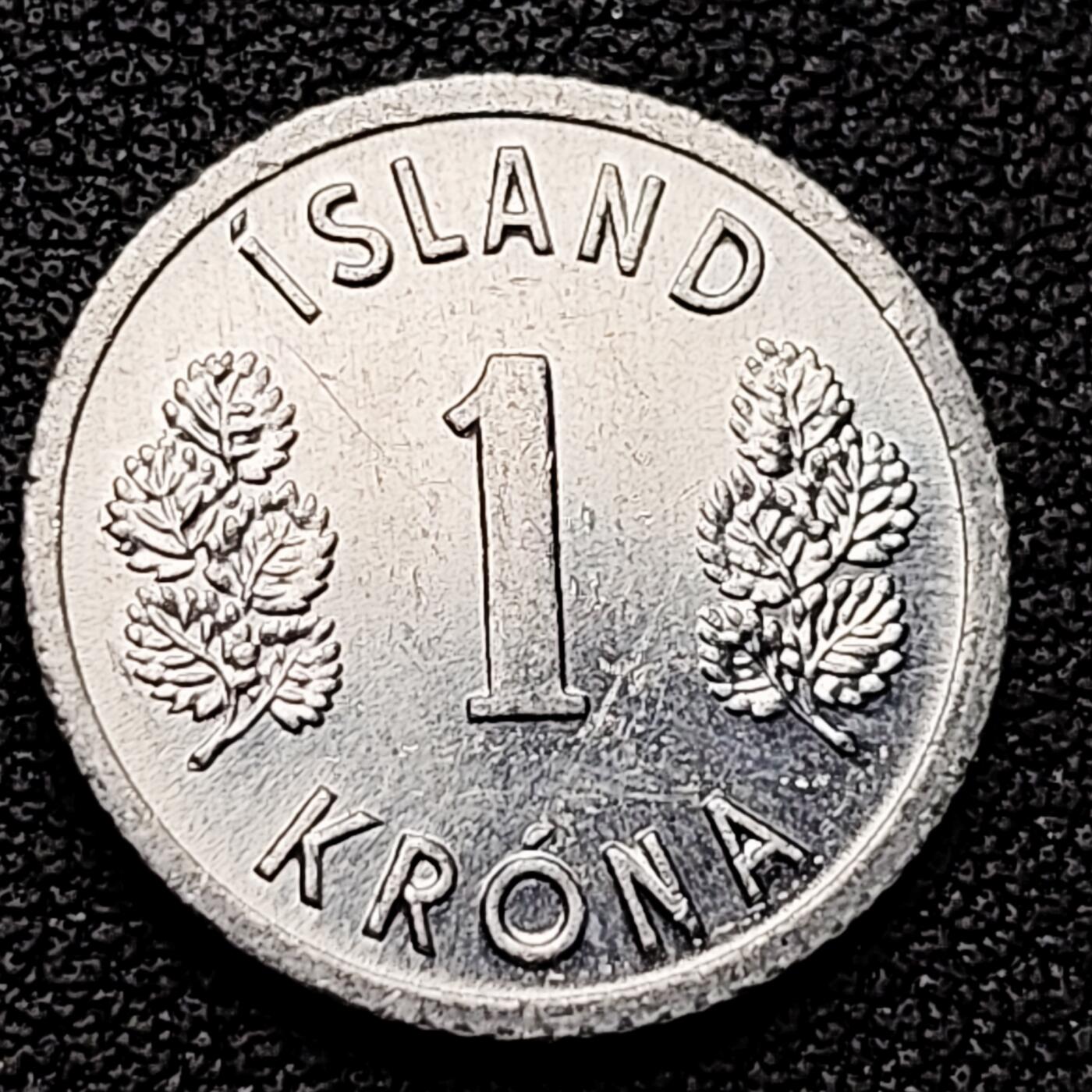 泉币菌-第226场-拍品多 请提前出价 原光极美 牛 巨人 1980年 冰岛1克朗铝制硬幣.铜钱纪念币 袖珍币