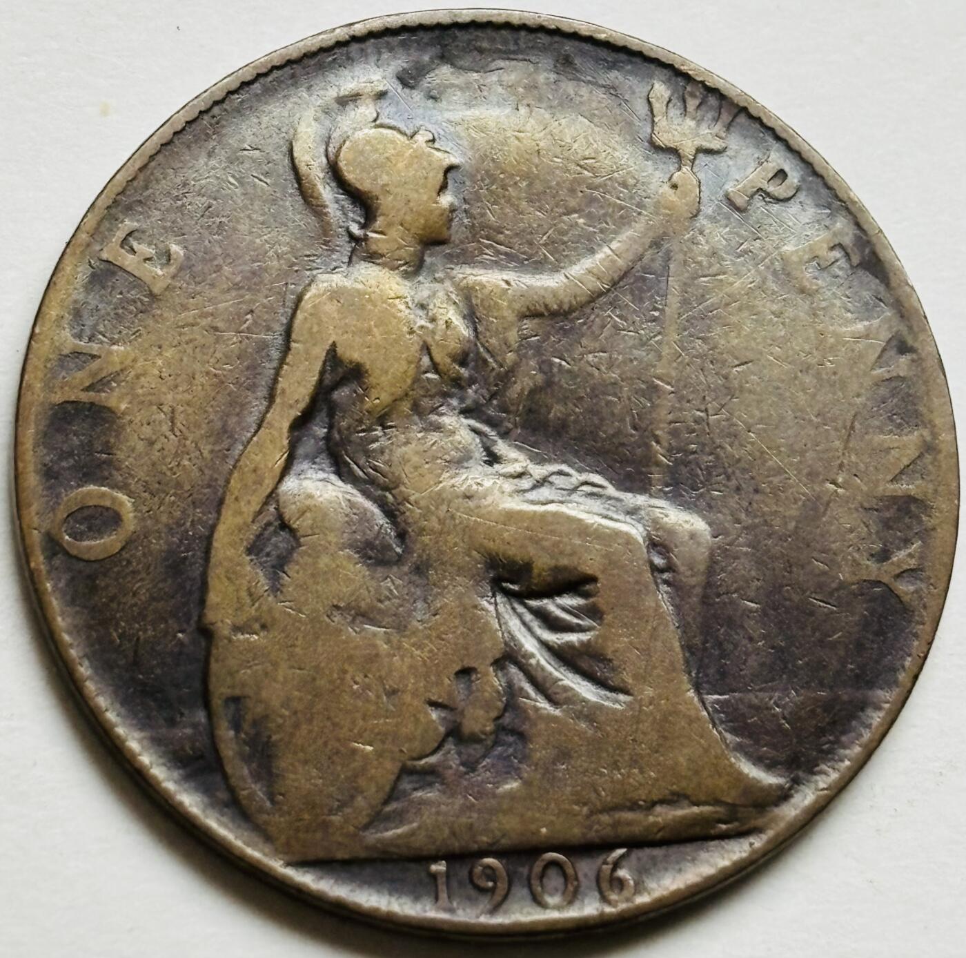 文馨钱币收藏第 300 场，银币，散币，小量德占比利时时期货币，长期接代拍业务 1906 年英国爱德华七世 1 便士大铜币