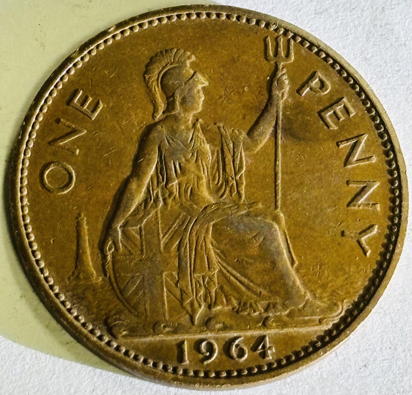 文馨钱币收藏第 300 场，银币，散币，小量德占比利时时期货币，长期接代拍业务 1964 年英国伊丽莎白二世 1 便士大铜币