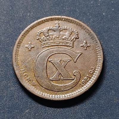 【全场包邮】纯粹捡漏拍520场 - 丹麦1921年克里斯蒂安十世5欧尔铜币