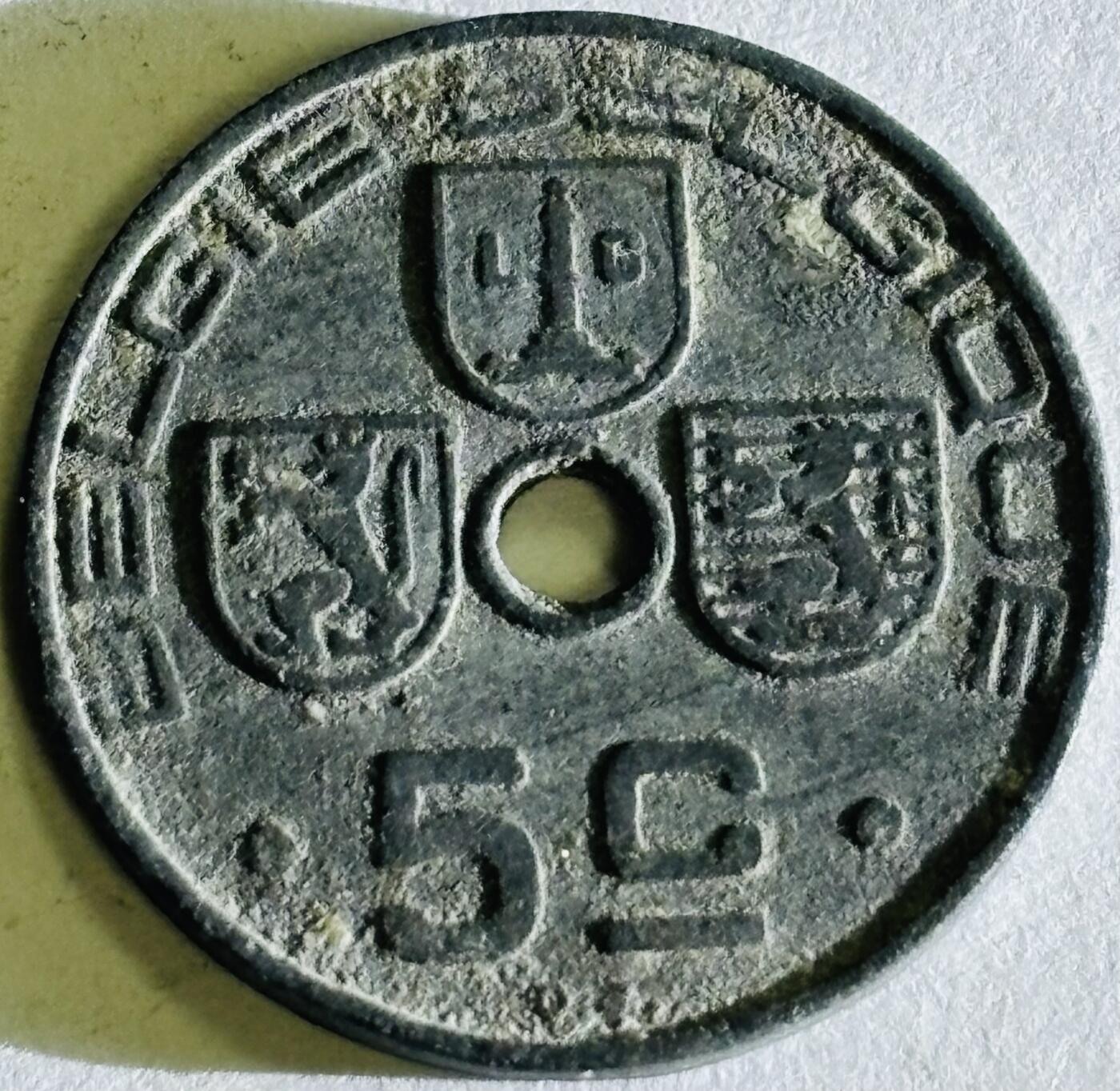 文馨钱币收藏第 300 场，银币，散币，小量德占比利时时期货币，长期接代拍业务 少见好品 1942 年二战时期德占领比利时利奥波德三世时期5 分锌币，第六版本关门年份只发行两年