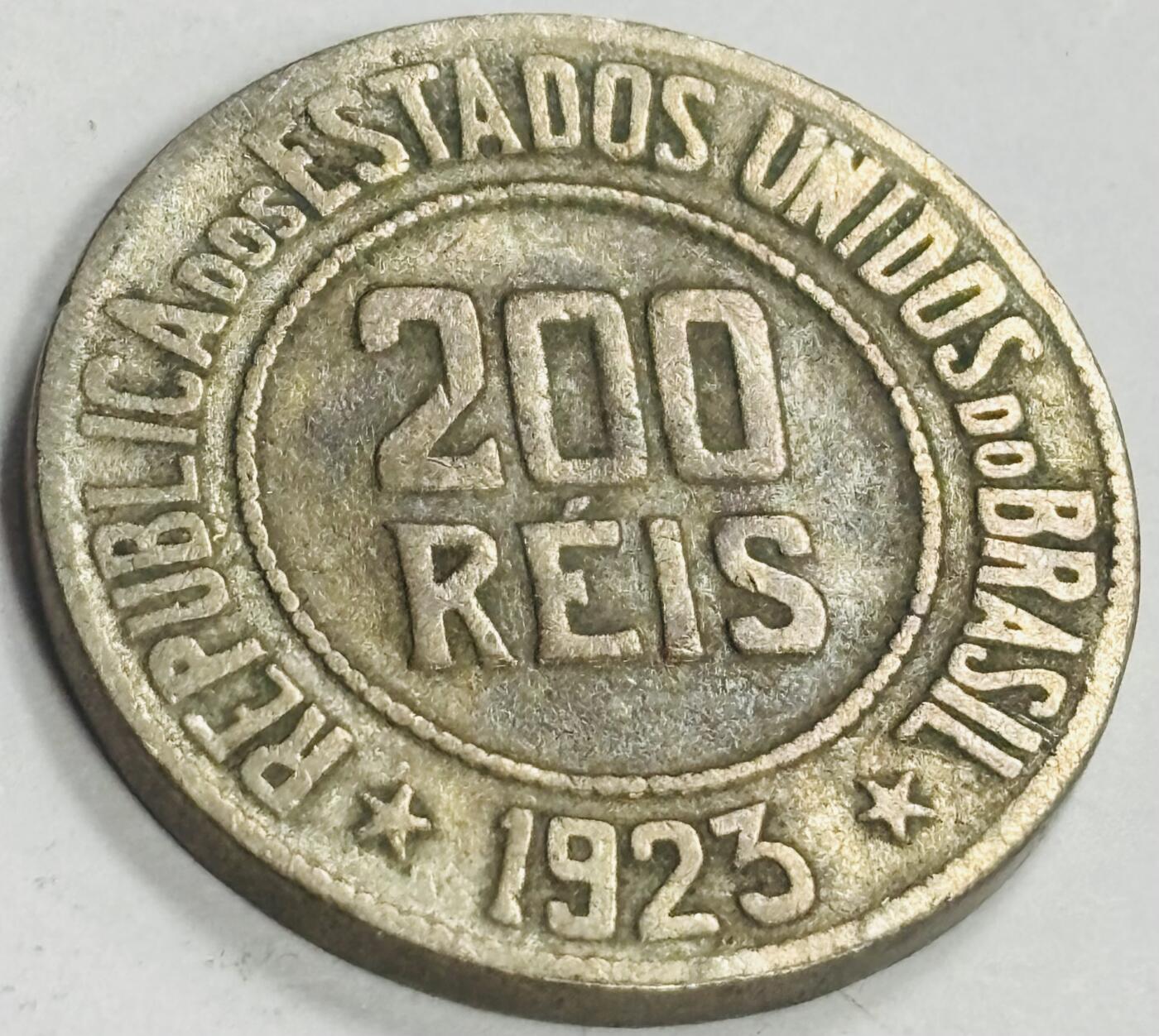 文馨钱币收藏第 300 场，银币，散币，小量德占比利时时期货币，长期接代拍业务 1923 年巴西女神 200 瑞斯 第三版本