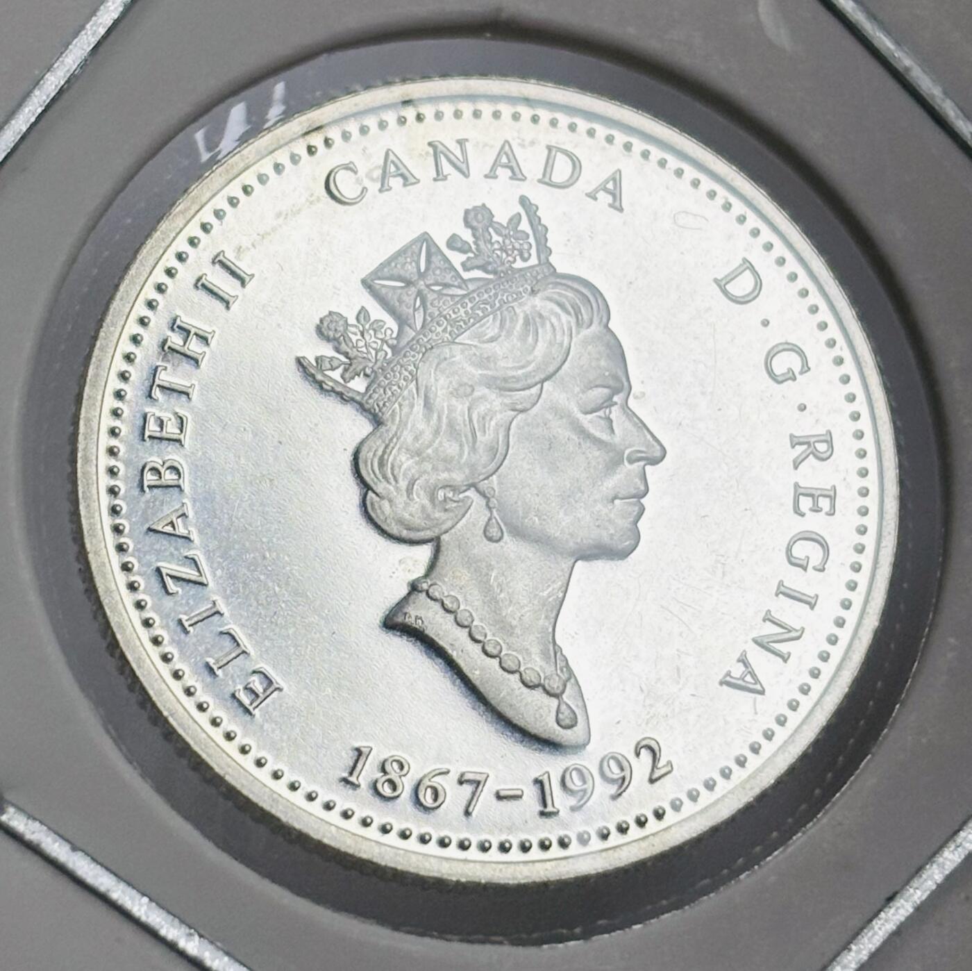 文馨钱币收藏第 300 场，银币，散币，小量德占比利时时期货币，长期接代拍业务 UNC 品 1992 年加拿大建国 125 周年 25 分精制银币 5.83 克 925 银