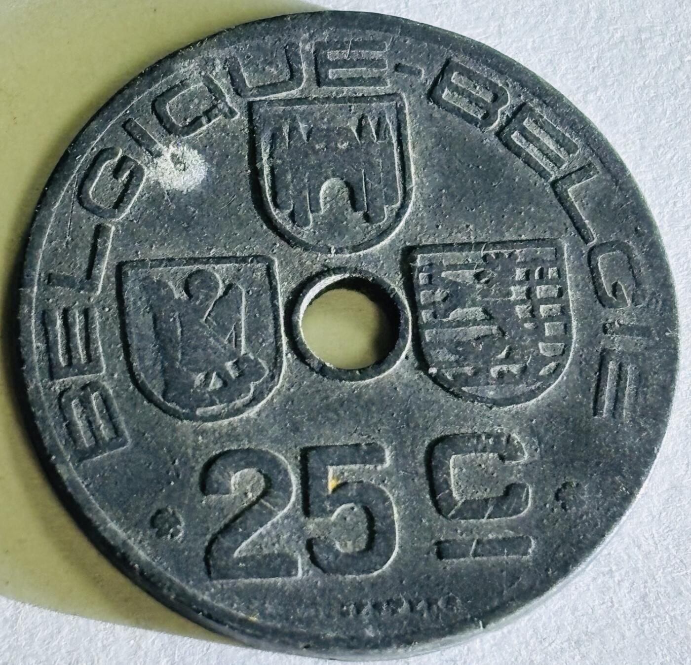 文馨钱币收藏第 300 场，银币，散币，小量德占比利时时期货币，长期接代拍业务 少见好品 1943 年二战时期德占领比利时利奥波德三世时期 25 分锌币，第五版本