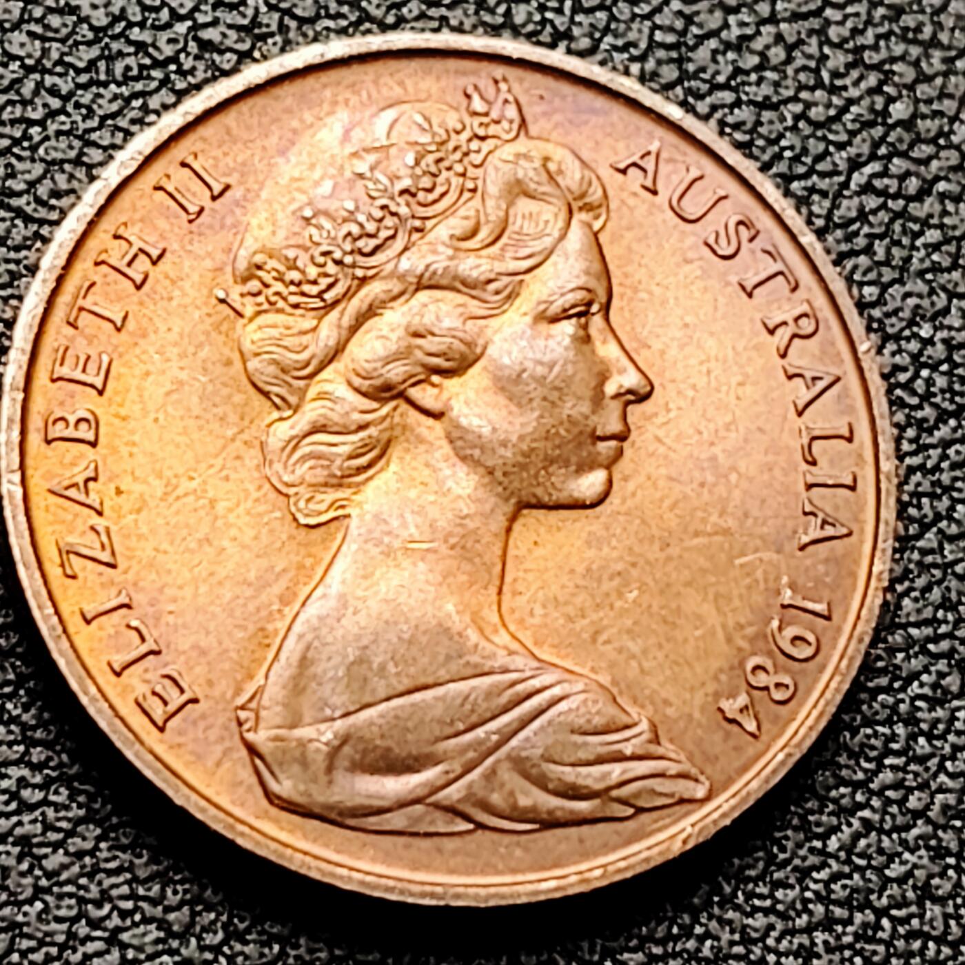 泉币菌-第226场-拍品多 请提前出价 原铜光极美 1984年 英属澳大利亚2分铜币 伞蜥蜴斗篷蜥 21.5mm