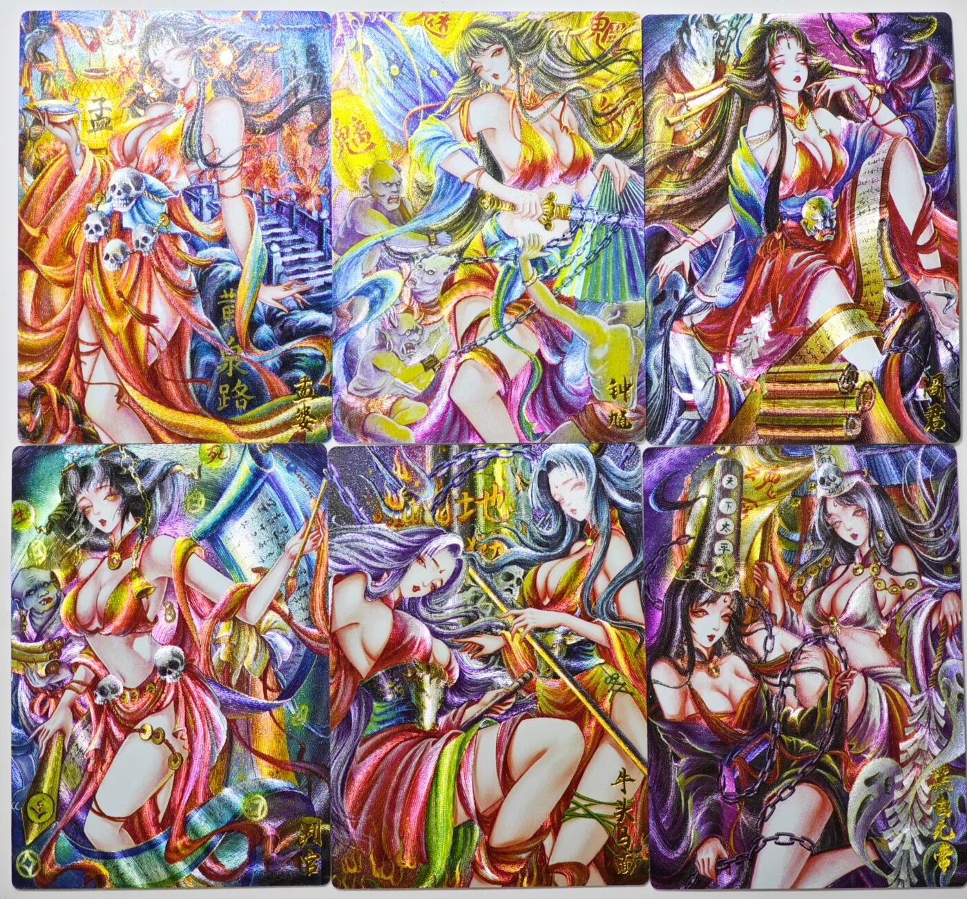 白泽拍卖卡牌手绘专场第35期（问东城春色，正谷雨，牡丹期） 2025 墨婉文化 乾坤未定系列 散卡 6张  粗闪