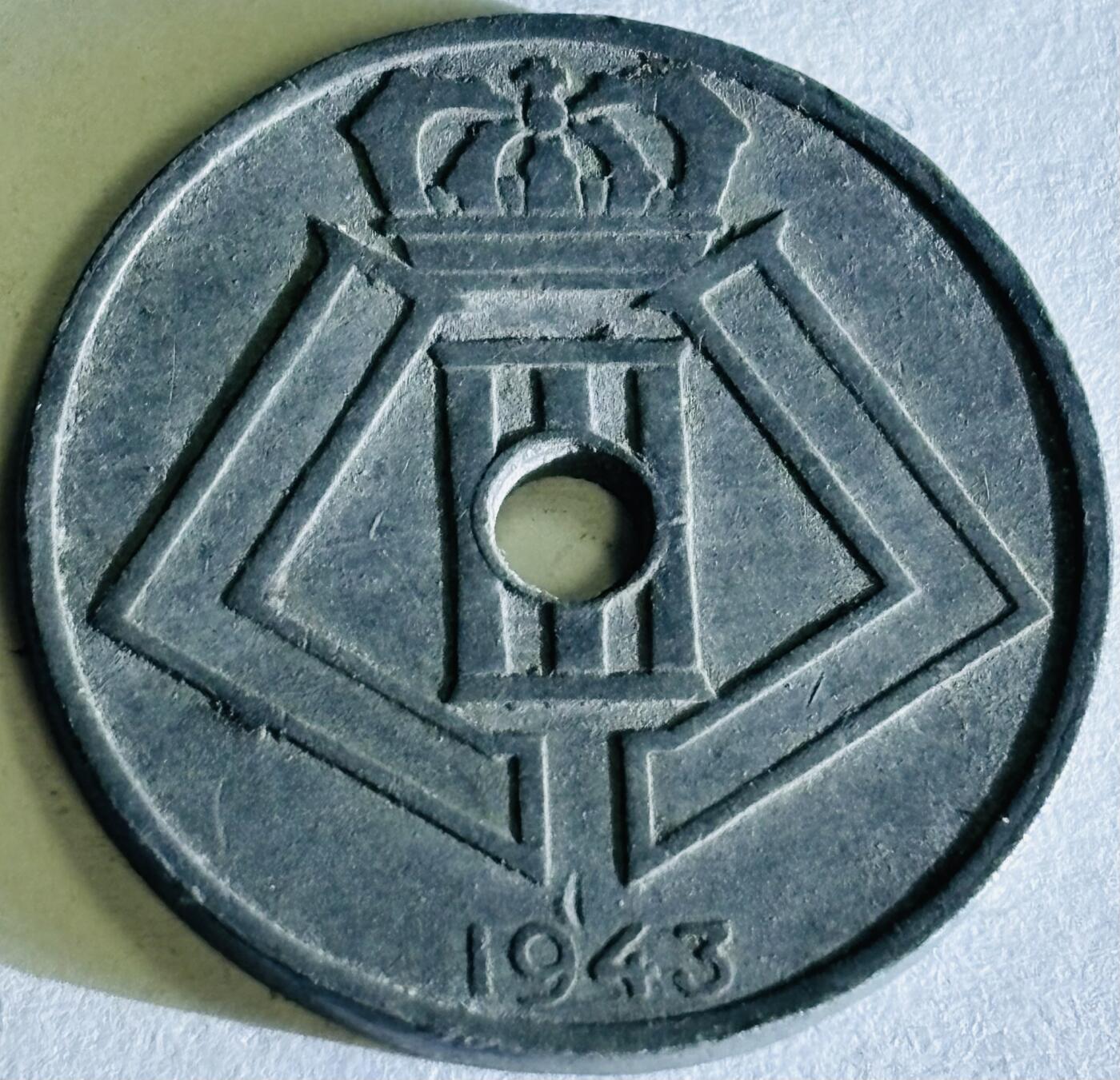 文馨钱币收藏第 300 场，银币，散币，小量德占比利时时期货币，长期接代拍业务 少见好品 1943 年二战时期德占领比利时利奥波德三世时期 25 分锌币，第六版本