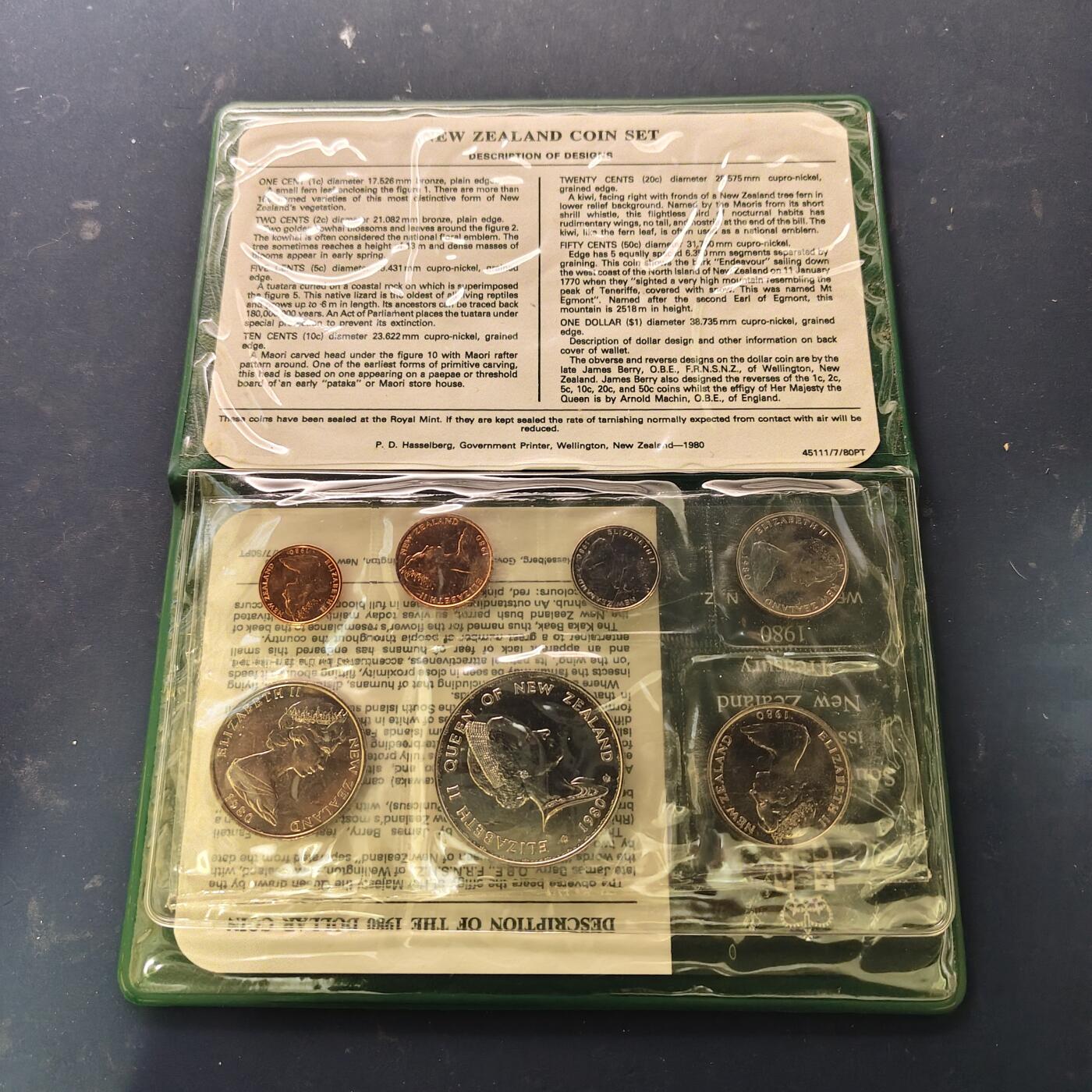【全场包邮】纯粹捡漏拍521场 新西兰1980年官方封装套币-含1元本地鸟类系列扇尾鹟克朗型纪念币