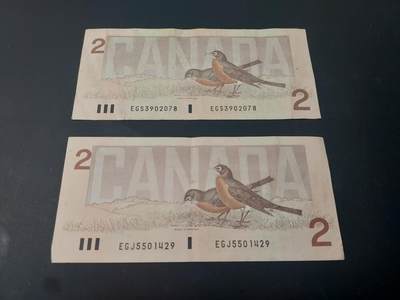 博彦收藏  4月25日 8点  钱币专场 加拿大女皇2元 2张 流通好品