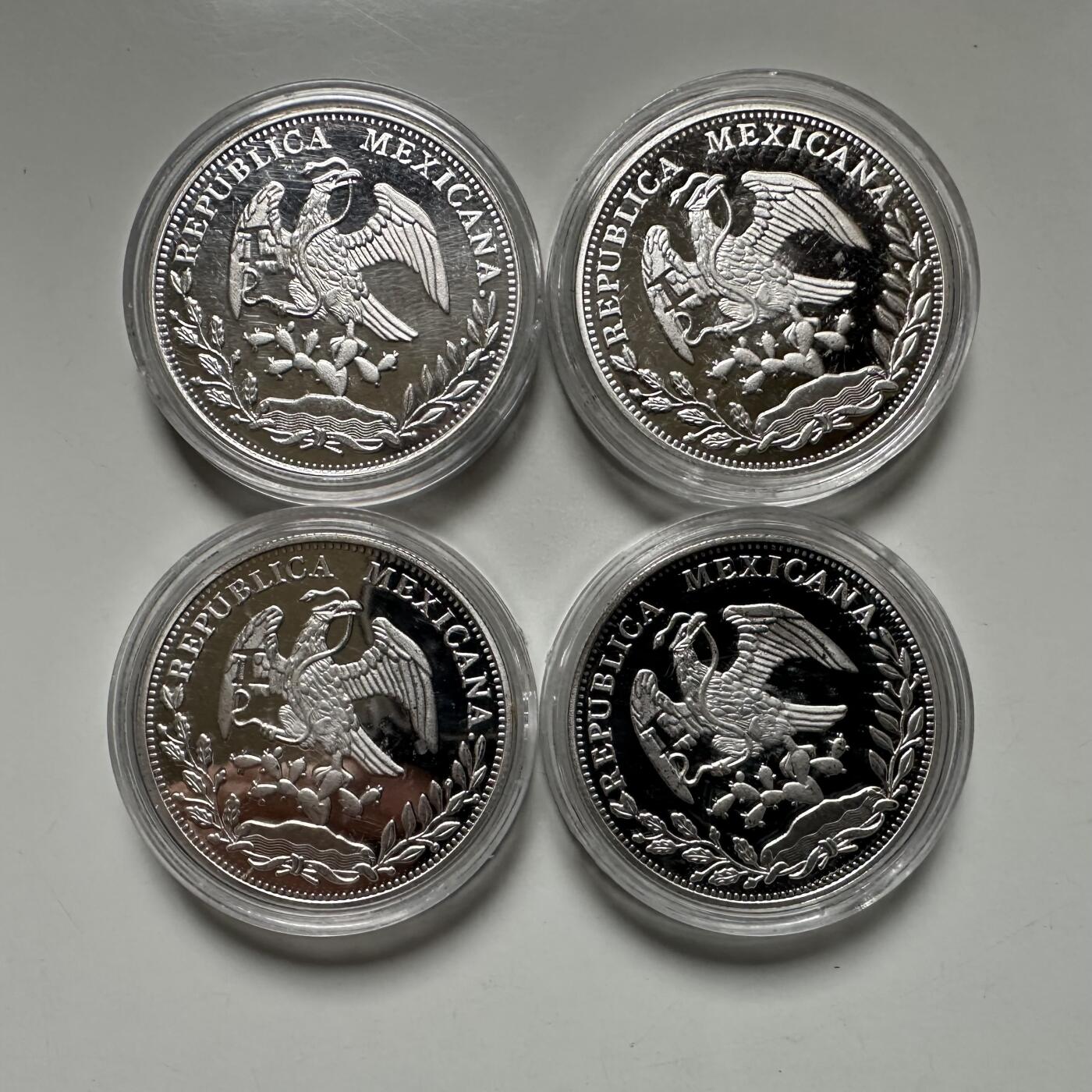 🌹外币初藏🌹🐯2026年第42场   每周二四六晚8️⃣点  精制镀银 鹰洋工艺品 纪念章四枚一组 40毫米