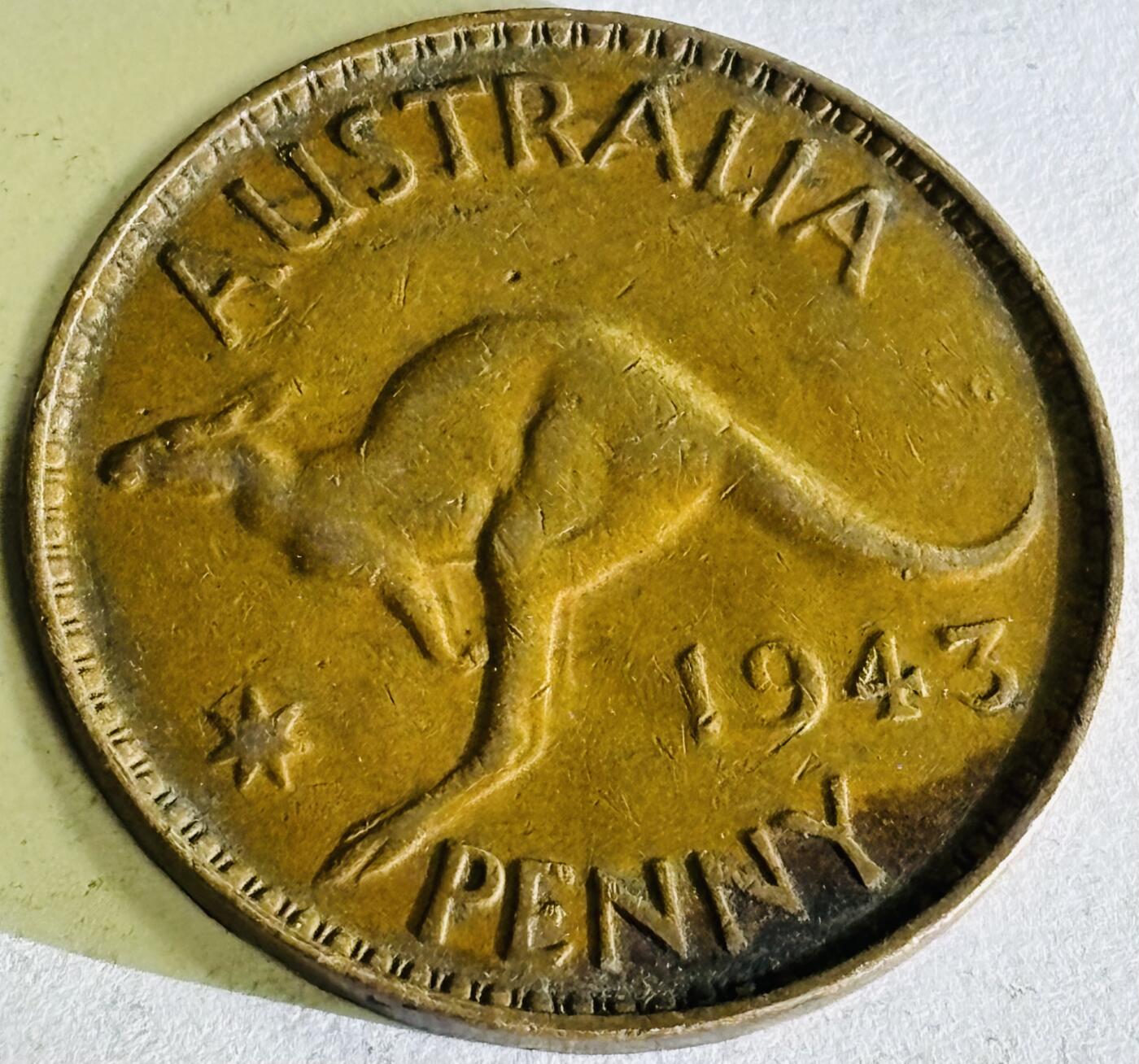 文馨钱币收藏第 300 场，银币，散币，小量德占比利时时期货币，长期接代拍业务 1943 年英属澳大利亚乔治六世 1 便士大铜币，第一版