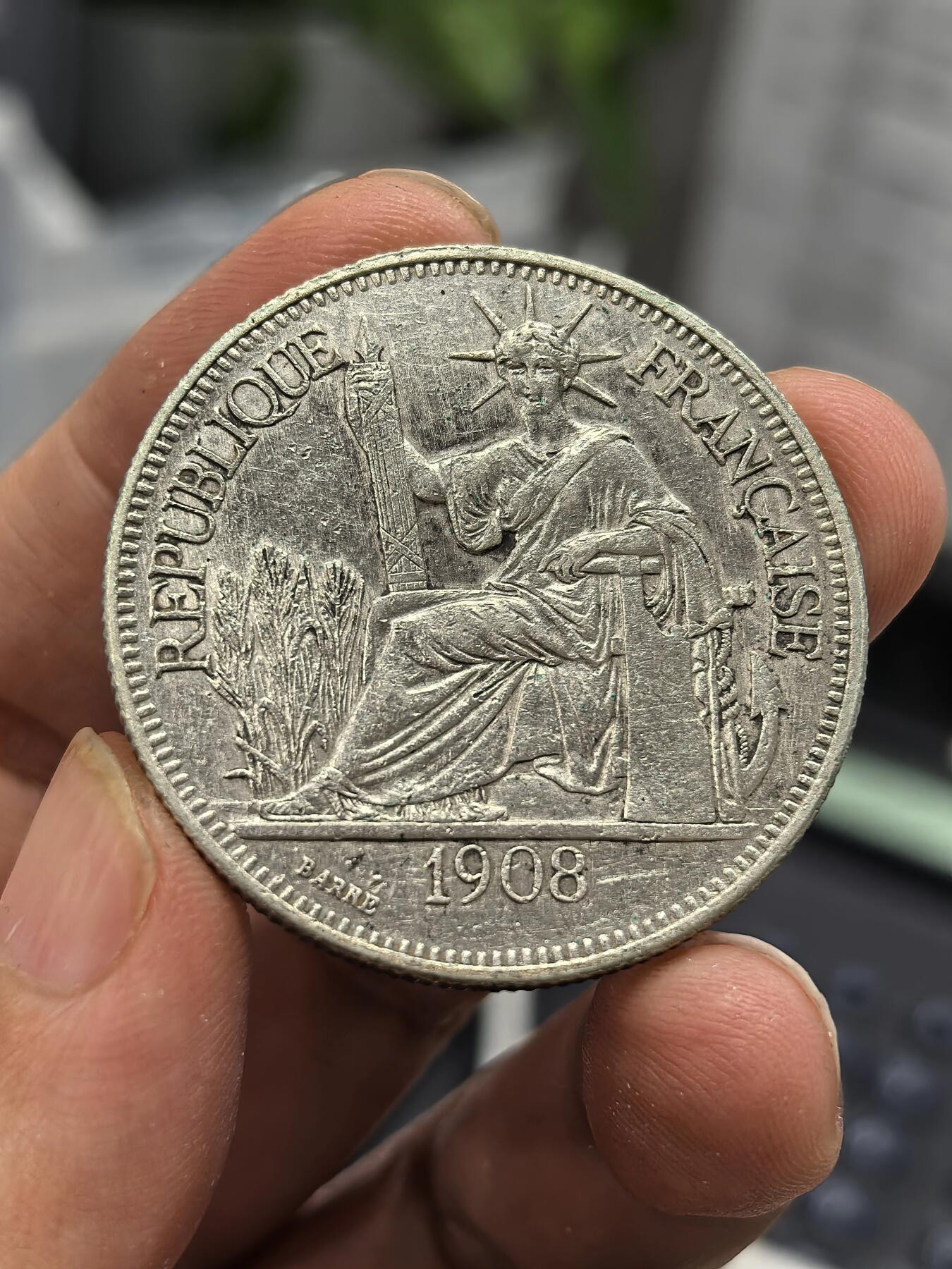 博洋堂世界钱币拍卖第168期（全场包邮） 法属印支1908年坐洋银币