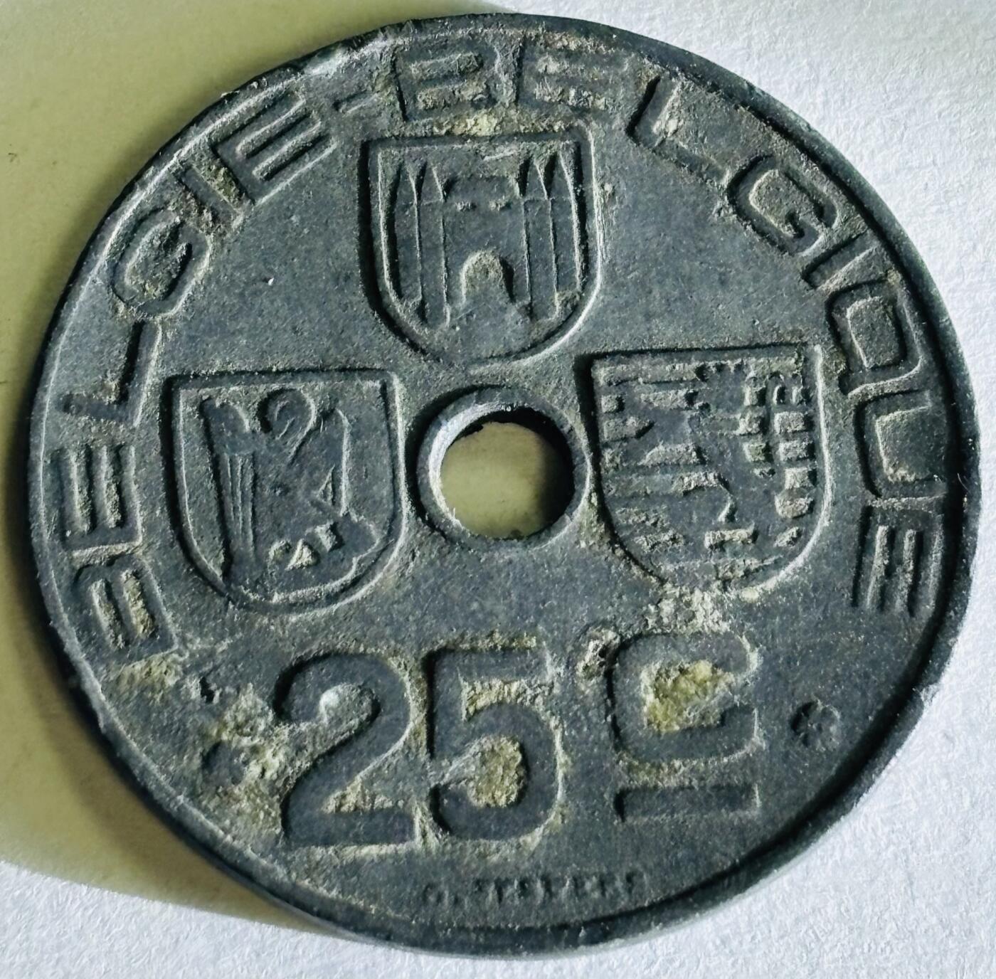 文馨钱币收藏第 300 场，银币，散币，小量德占比利时时期货币，长期接代拍业务 少见好品 1943 年二战时期德占领比利时利奥波德三世时期 25 分锌币，第六版本