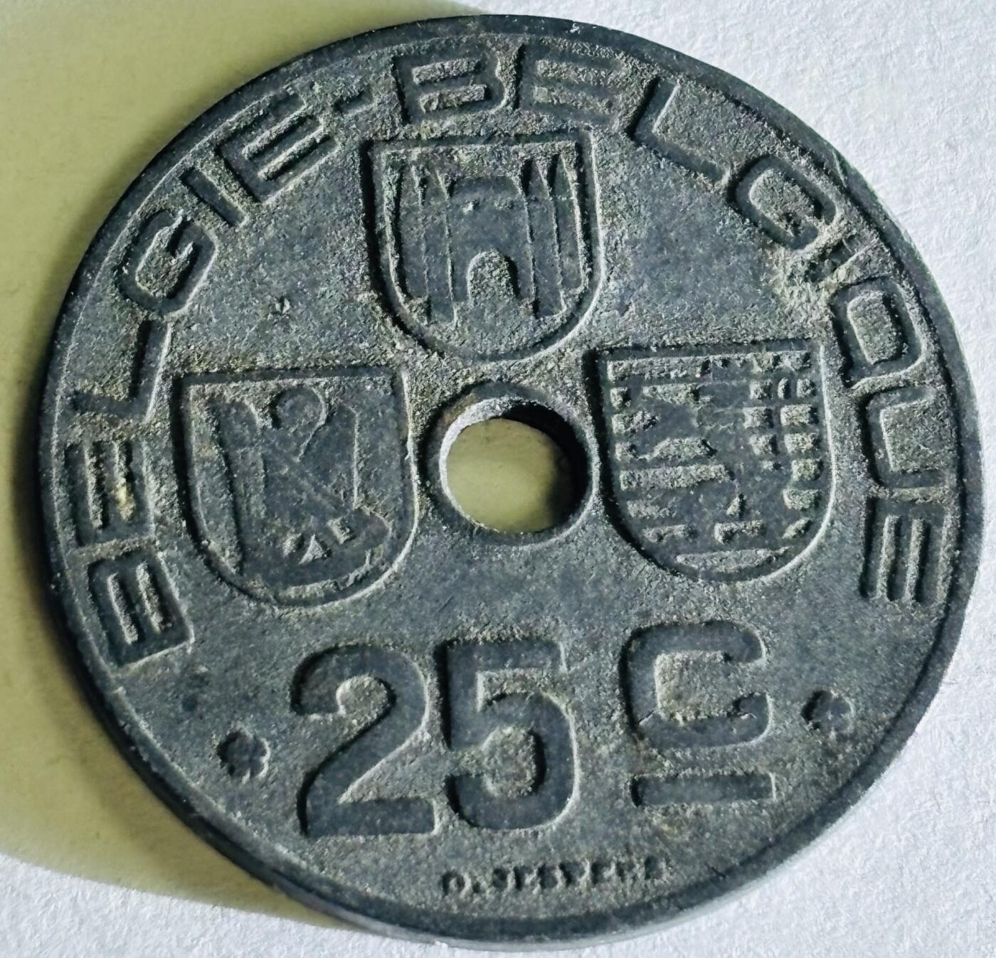 文馨钱币收藏第 300 场，银币，散币，小量德占比利时时期货币，长期接代拍业务 少见好品 1943 年二战时期德占领比利时利奥波德三世时期 25 分锌币，第六版本