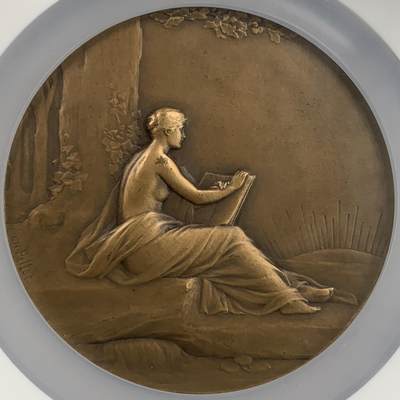 掌中浮雕-藏着的欧洲第058场 - NGC MS63 : 法国新艺术大铜章，莱奥波德.贝兰协会铜章，81mm