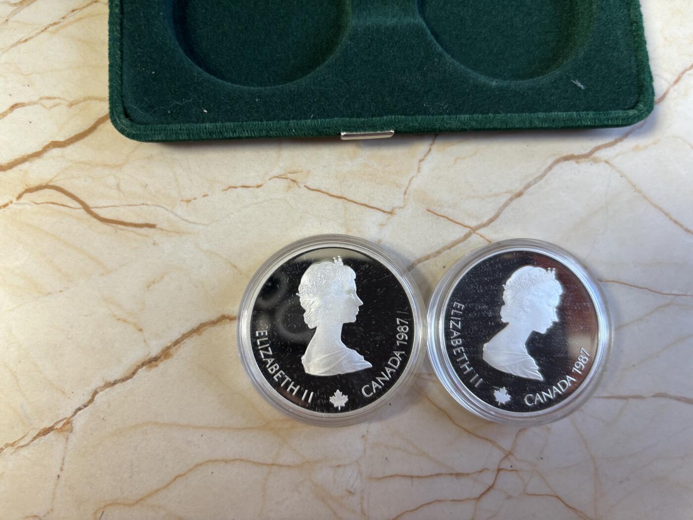 第197期拍卖 加拿大1987年20元2枚精制银币套 卡尔加里冬奥会系列-滑雪和花样滑冰 2X34.107克925银