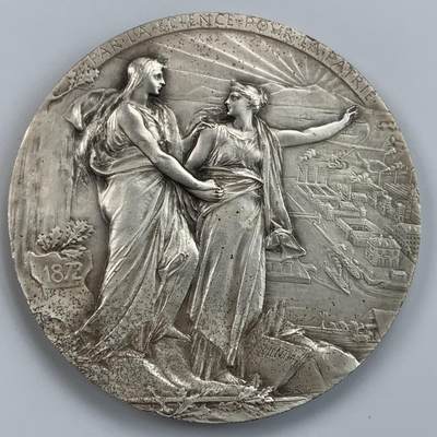 掌中浮雕-藏着的欧洲第058场 - 法国科学促进协会镀银铜章，68mm, 章牌大师奥斯卡.罗蒂Oscar Roty（1846-1911）作品