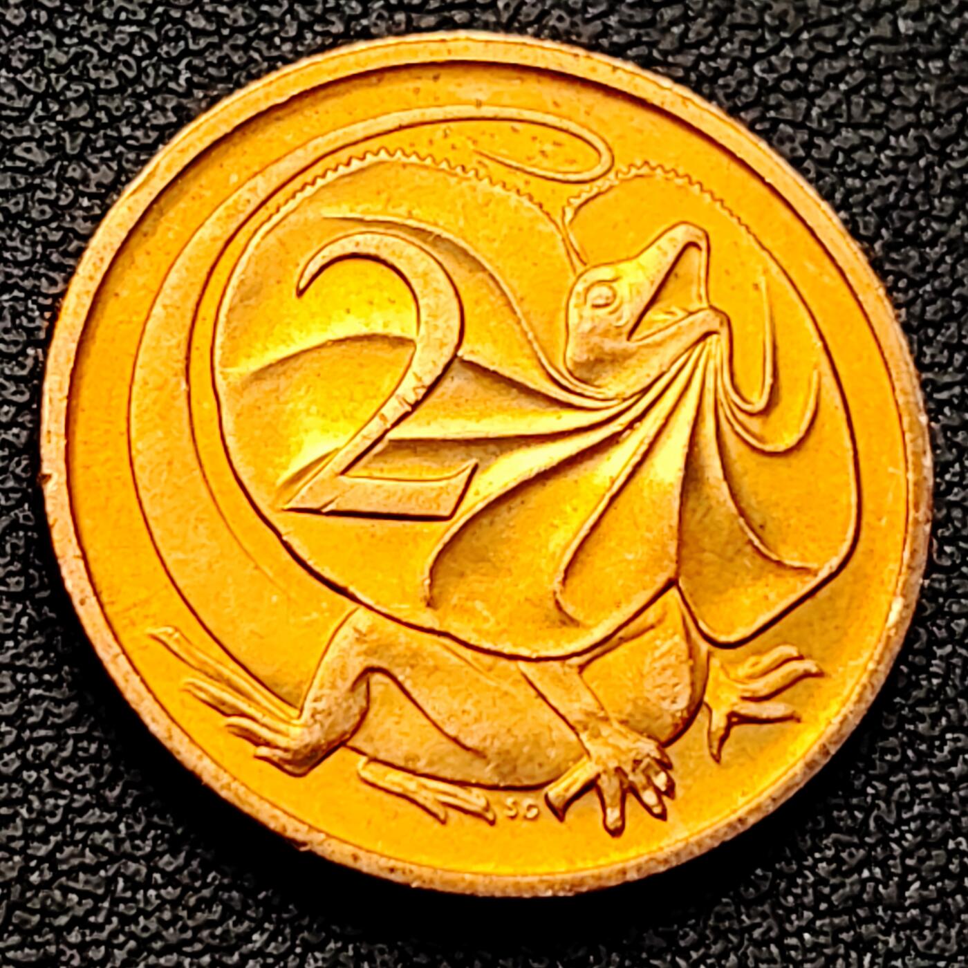 泉币菌-第226场-拍品多 请提前出价 原铜光极美 1984年 英属澳大利亚2分铜币 伞蜥蜴斗篷蜥 21.5mm