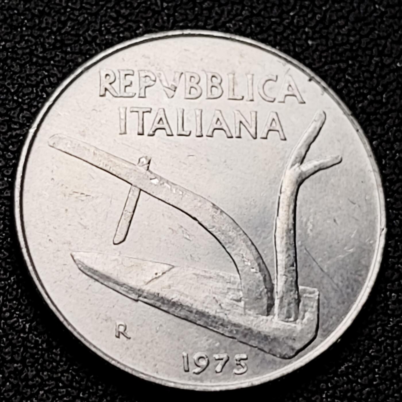 泉币菌-第226场-拍品多 请提前出价 原光 1975年 意大利10里拉铝币 麦穗古犁 23.2mm