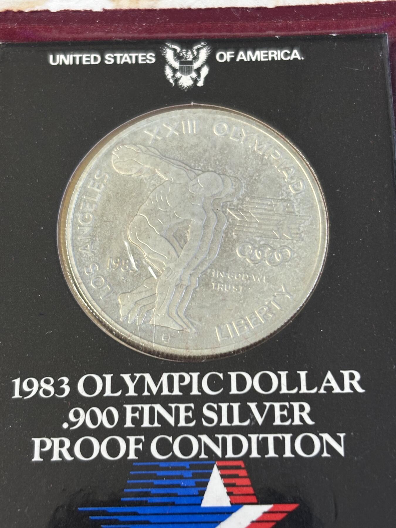 第197期拍卖 美国1983年1元精制银币（S版） 洛杉矶奥运会系列-掷铁饼 卡装26.72克900银