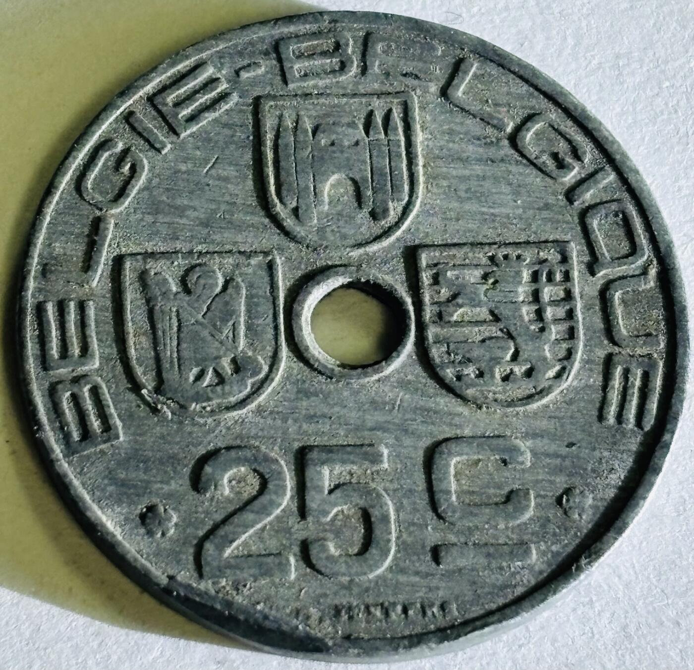 文馨钱币收藏第 300 场，银币，散币，小量德占比利时时期货币，长期接代拍业务 少见好品 1943 年二战时期德占领比利时利奥波德三世时期 25 分锌币，第六版本