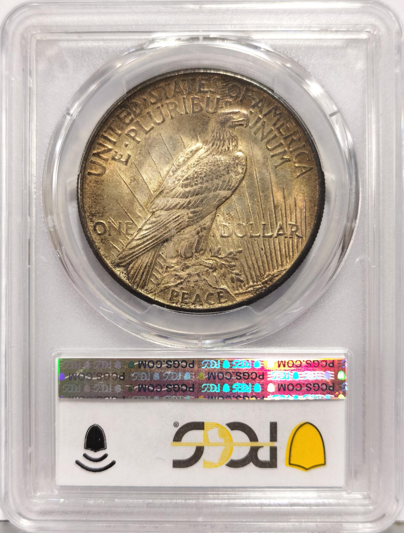 博洋堂世界钱币拍卖第168期（全场包邮） PCGS MS64 美国1921 和平 高浮雕 高分难得 双面覆盖均匀老包浆 难得一遇的好品相