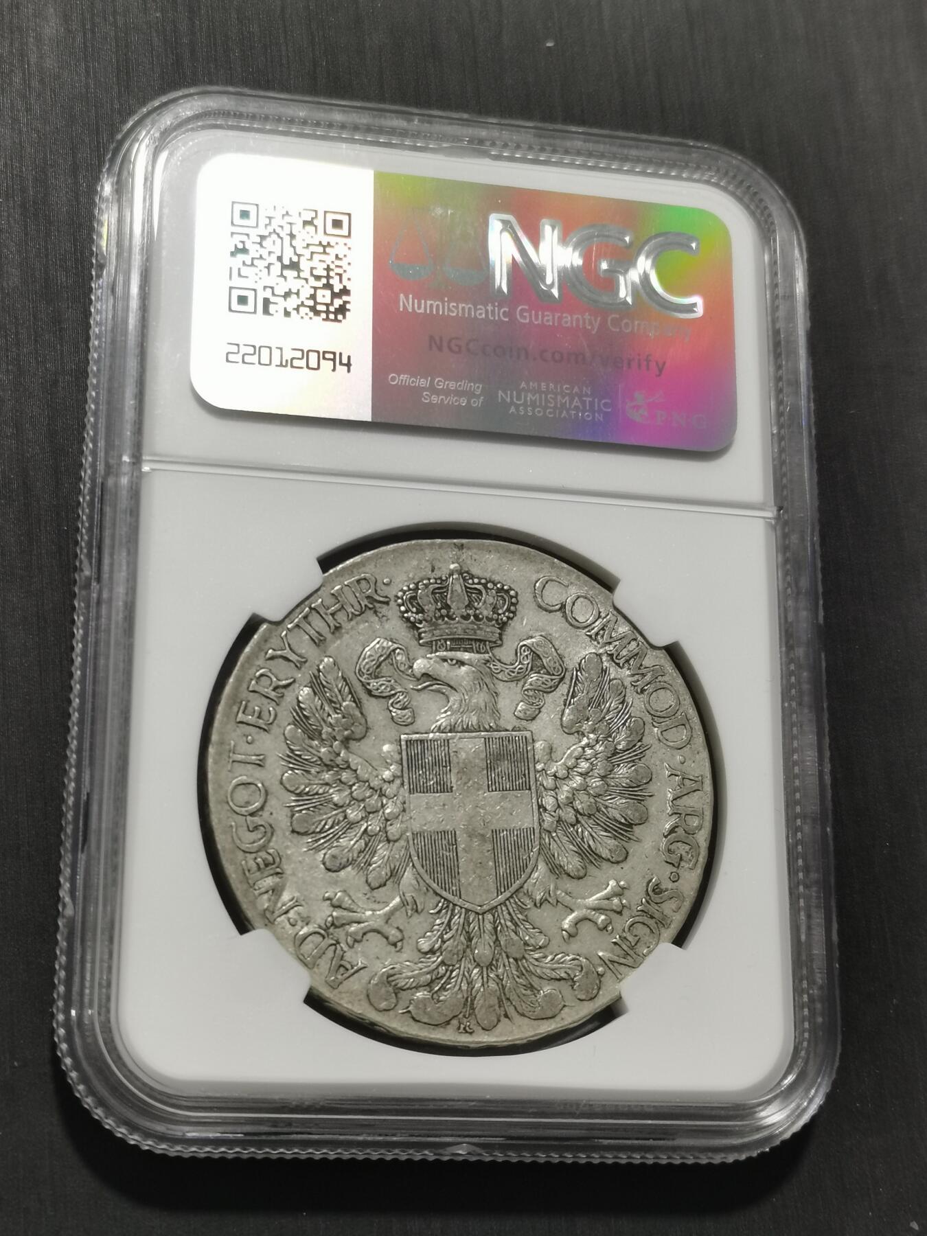 天下钱庄专场欢迎参拍 意属厄立特里亚1918年1泰勒大银币，NGC AU50