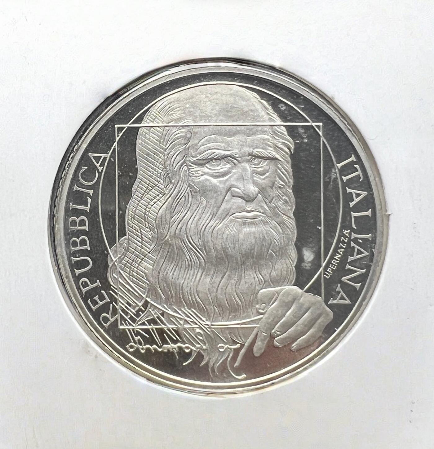 2006 年意大利达・芬奇 10 欧元精制银币 文艺复兴艺术大师 欧洲银币