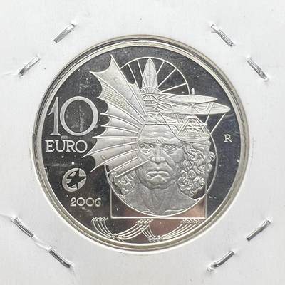 2006 年意大利达・芬奇 10 欧元精制银币 文艺复兴艺术大师 欧洲银币 2006 年意大利达・芬奇 10 欧元精制银币 文艺复兴艺术大师 欧洲银币
