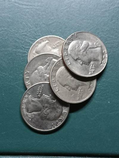 松南世界钱币——260414 美国25美分5枚4