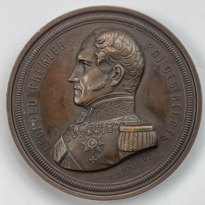 掌中浮雕-藏着的欧洲第058场 - 1856年比利时利奥波德一世铜章，59mm