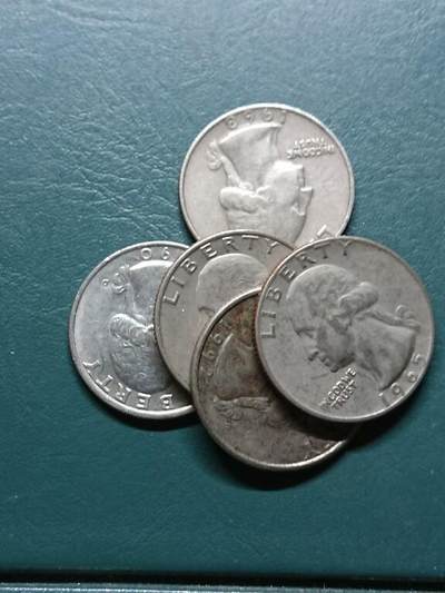 松南世界钱币——260414 美国25美分5枚1