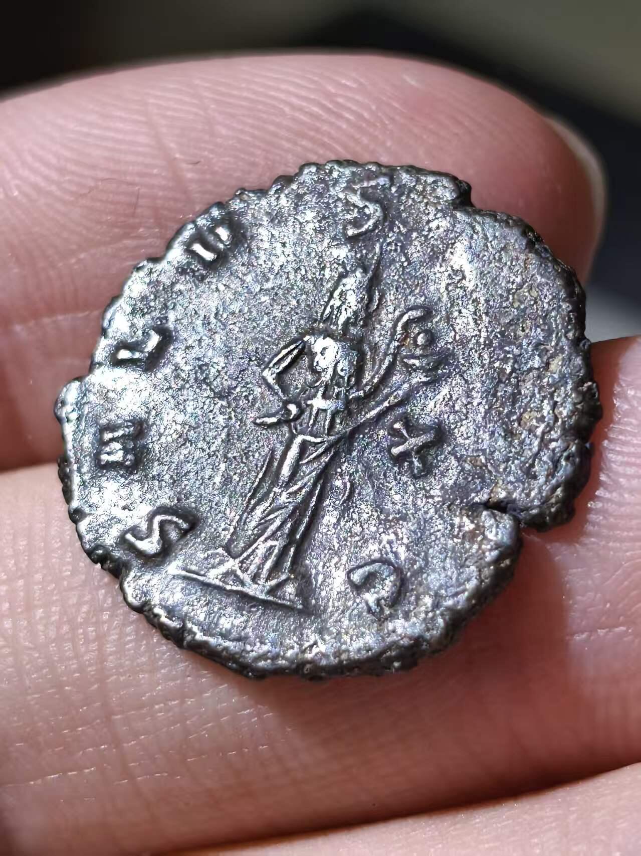 星盘世界钱币拍卖低佣金福利场(不直播) 加里恩努斯安东尼银币，公元260至268年铸于罗马厂，背幸福女神在喂食缠在手臂上的蛇。