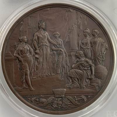掌中浮雕-藏着的欧洲第058场 - PCGS SP63 : 1884年英国伦敦新市政厅落成纪念铜章，77mm，金融城系列大章，Eimer记录仅发行400枚