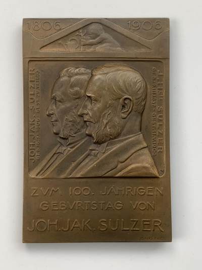 掌中浮雕-藏着的欧洲第058场 - 1906年瑞士约翰.雅各布百年诞辰纪念铜章，50.6*76.8mm，135.7g