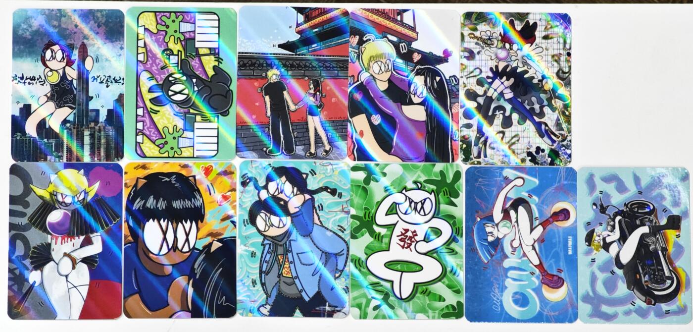 白泽拍卖卡牌手绘专场第35期（问东城春色，正谷雨，牡丹期） 2025 鹰之天空 waiwai owson 11张  彩闪