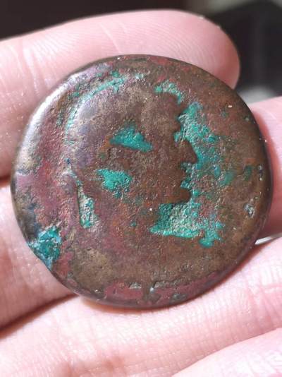 星盘世界钱币拍卖低佣金福利场(不直播) - 哈德良埃及行省亚历山大里亚德拉克马大铜币21.42g。公元121/2年发行。背尼罗河神躺在鳄鱼上，手执丰饶角和芦苇。丰饶角左侧有纪年Ϛ ，即第六年，重21.42克。