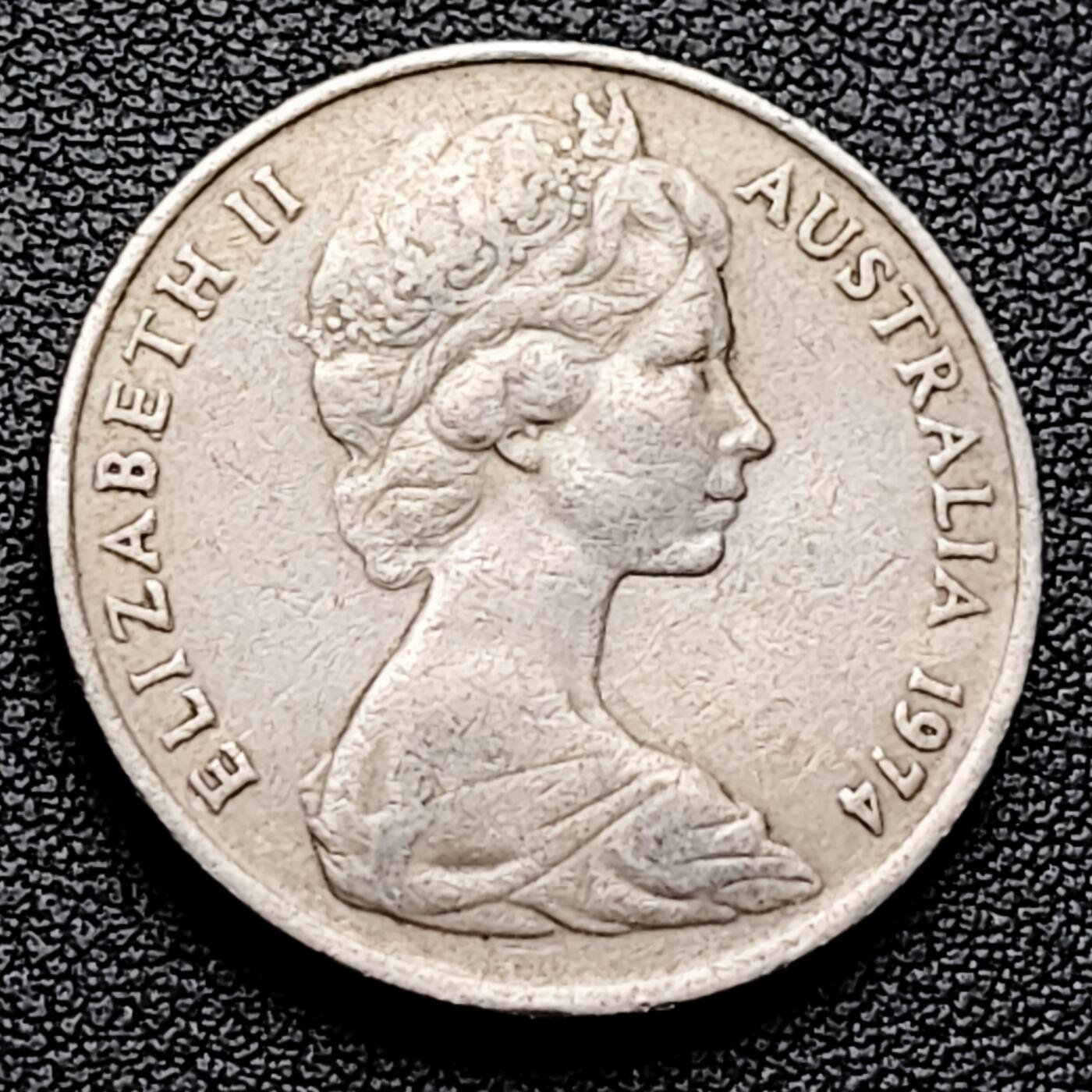 泉币菌-第226场-拍品多 请提前出价 1974年英属澳大利亚20分 伊丽莎白女王  鸭嘴兽  28.5mm