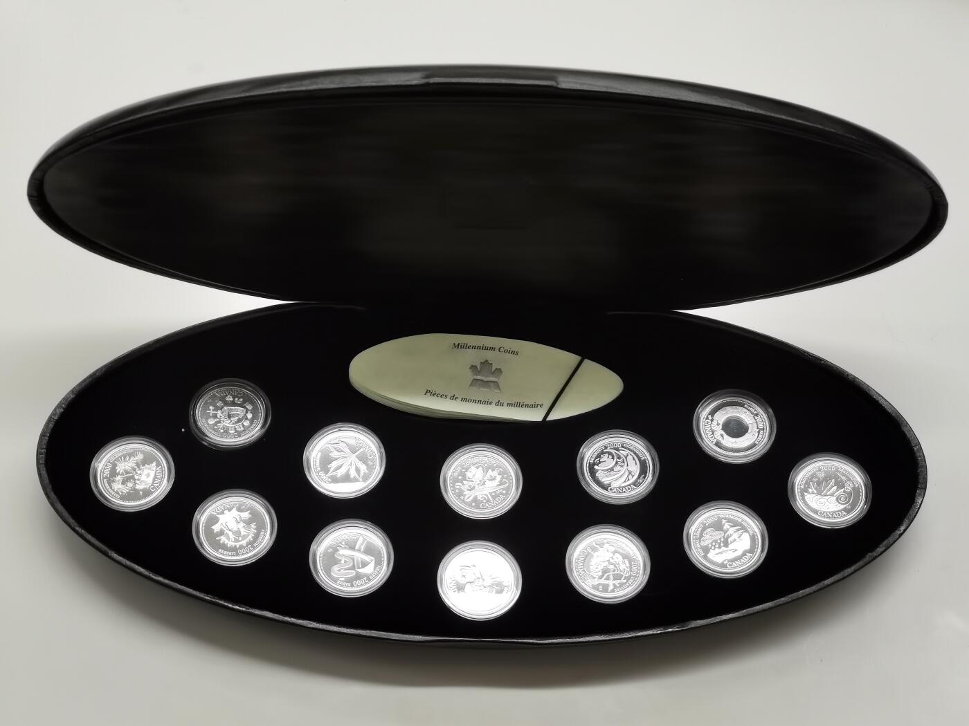 博洋堂世界钱币拍卖第168期（全场包邮） 加拿大2000年25分12枚精制银币套 千禧年系列-加拿大未来精神12愿景 12*5.9克925银 盒证全