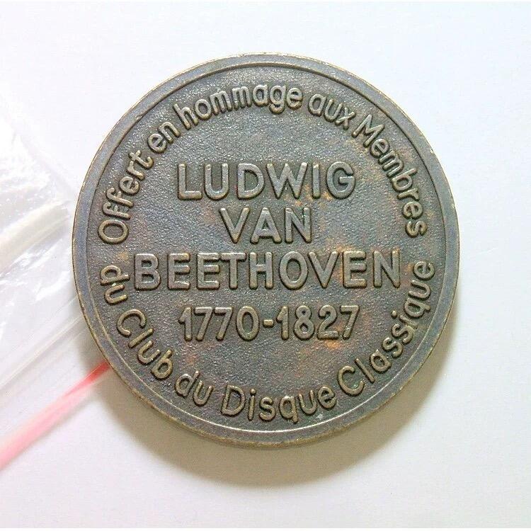 【旋风钱币】4月18日19:00准时开拍 精美欧洲币章、银币银章、第三帝国钱币等 全场包邮！ 德国1827年 大音乐家贝多芬高浮雕精制大铜章 40MM