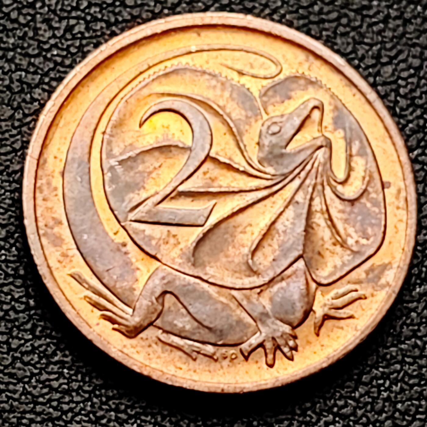 泉币菌-第226场-拍品多 请提前出价 铜光美品 伞蜥蜴 1984年英属澳大利亚 2分青铜币 21.5mm 