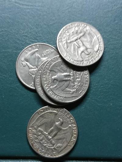 松南世界钱币——260414 美国25美分5枚3