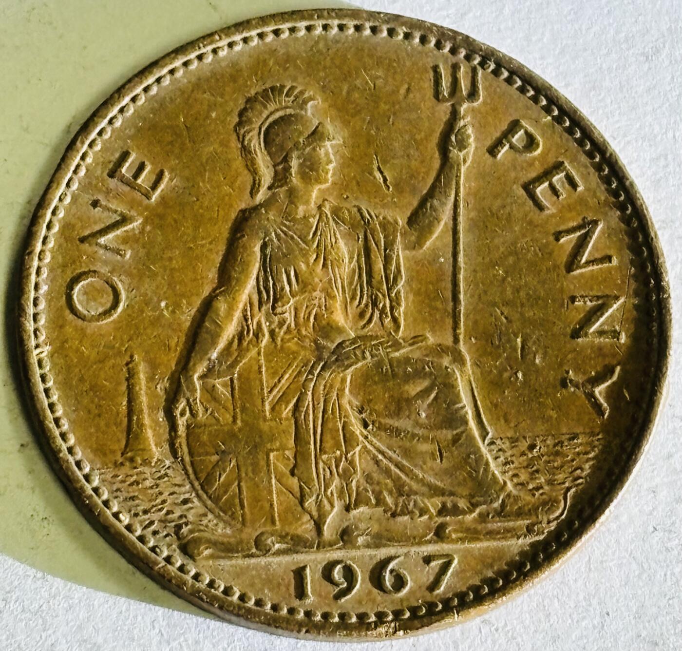 文馨钱币收藏第 300 场，银币，散币，小量德占比利时时期货币，长期接代拍业务 1967 年英国伊丽莎白二世 1 便士大铜币