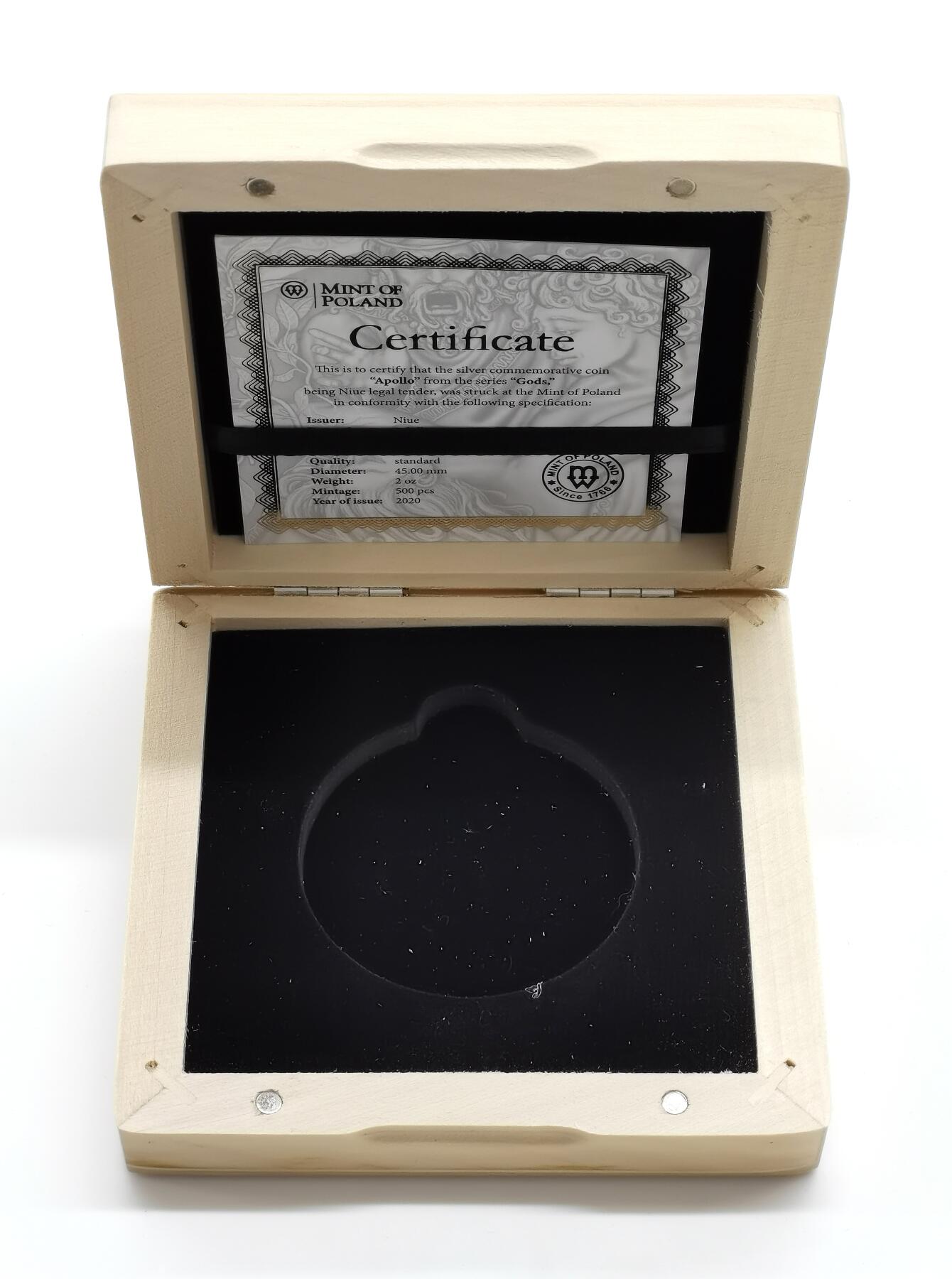 博洋堂世界钱币拍卖第168期（全场包邮） NGC MS69ANTIQUED 纽埃2020年2元局部镀金高浮雕仿古银币 众神系列-太阳神阿波罗 2盎司999银 发行量：500枚 盒证全 亚军分